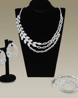 3W922 Rhodium Brass Jewelry Sets with AAA Grade CZ