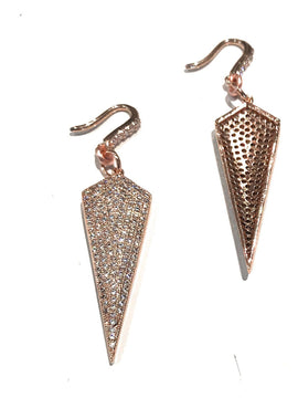 Rose Gold Earrings, Pave Earrings, Rose Gold Jewelry, CZ Earrings,